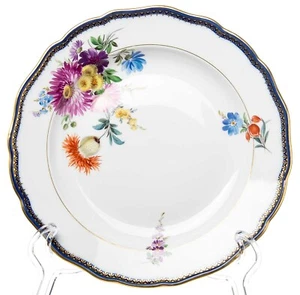 Piatto mazzo di fiori bordo A Meissen nuovo scollo 1a scelta dopo il 1924 25 cm - Foto 1 di 12
