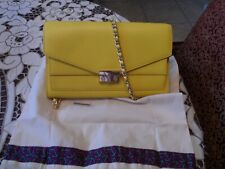 New Tory Burch Yellow Saffiano Leather T-Lock Clutch/Crossbody Bag