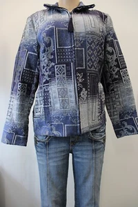 Susan Graver Jacket Womens Size 8 Geometric Pockets Long Sleeve Full Zip - Picture 1 of 12