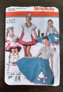 Gonna sottoveste barboncino Simplicity 3836 ragazze anni '50 taglia 3-6 UC - Foto 1 di 4