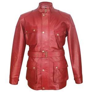 Biker Benjamin Trialmaster Panther Lammfell Echtlederjacke für Herren in rot - Bild 1 von 7