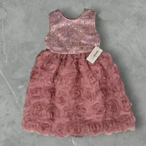NWT Kensie Girl Sequin Rosette Dress Size 16 - Pink Rose - Picture 1 of 4