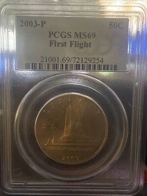 2003-P First Flight Commemorative Half MS69 PCGS Mint State 69 Toning - Image 1 of 3
