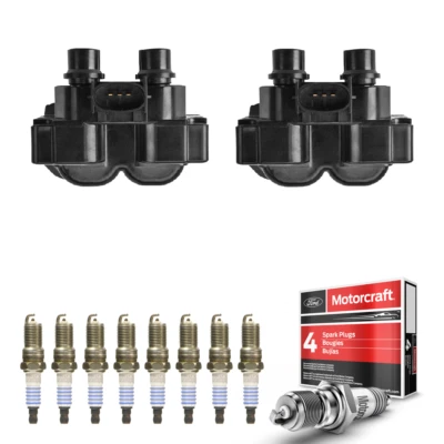 2 Ignition Coil & 8 Motorcraft Platinum Spark Plug For Ford Ranger 2.3L l4 FD487 - Image 1 of 4