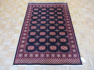 4 Fuß 6 x 6 Fuß 9 Schwarz Bokara Handgeknüpfter Orientteppich G3033 - Bild 1 von 5