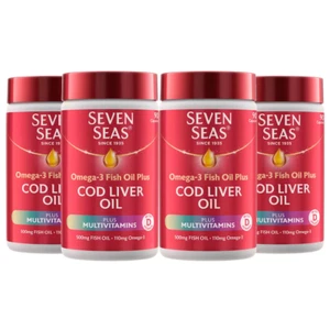 Seven Seas Cod Liver Oil Plus Multivitamins Omega-3 Fish Oil | 90 Caps Per Pack - Picture 1 of 11