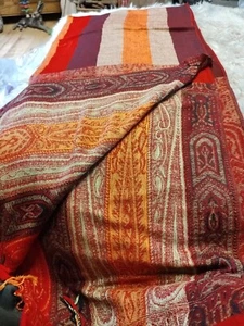 Scarf, Shawl, Pashmina By Silk Road Trader, Vibrant Reds, Oranges, Reversible - Picture 1 of 8