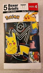 Pokemon Boys SIZE 4 Boxer Briefs 5-Pack Cotton #10724 - Picture 1 of 5