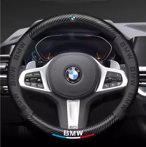 15" PU Leder+Kohlefaser Lenkradabdeckung für 1950-2024 BMW Alle Autos - Picture 1 of 13