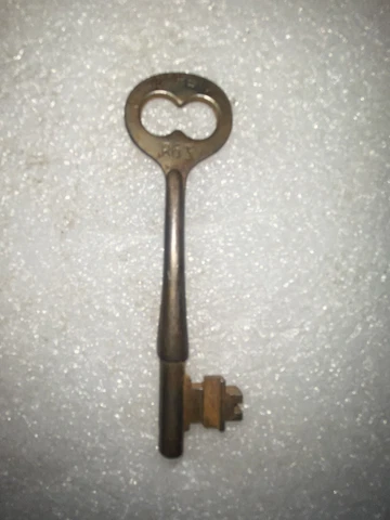 Antique Corbin Mortise Lock Skeleton Key Marked R63 Cover