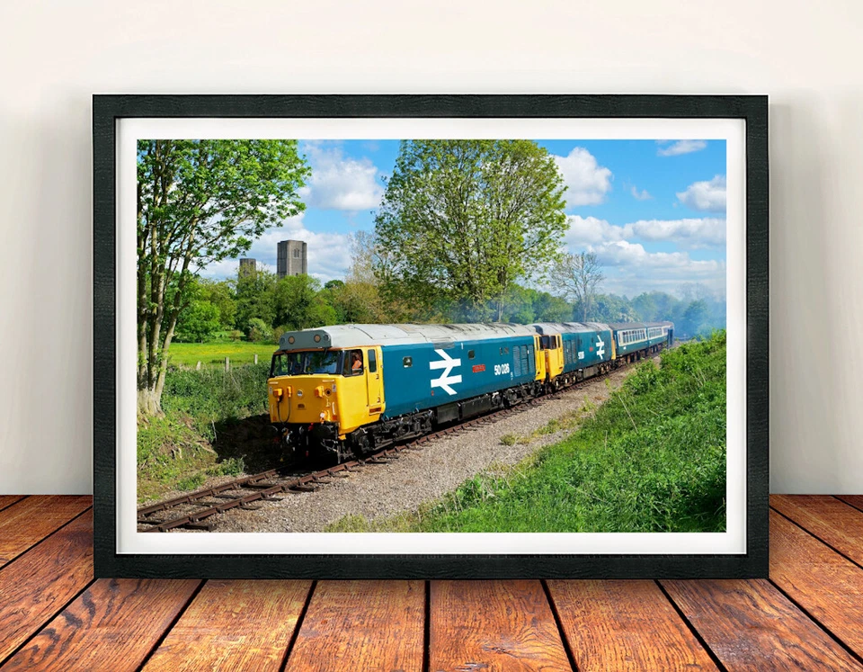 Class 50 Framed Print. 50026, 50019 Mid Norfolk Railway. Large Logo. Gifts - Image 1 of 3