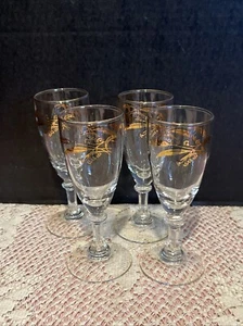 Set of 4 Vtg Homer Laughlin MCM Prairie Gold Wheat Cordial Glasses - Picture 1 of 8
