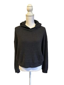 NWT Sundry Anthropologie Cropped Hooded Sweatshirt Size 1 Small Gray Thermal - Picture 1 of 7