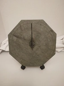 Antique Slate Garden Sundial 1923 Lorber Peoit Octagonal 10"wide USED - Picture 1 of 15