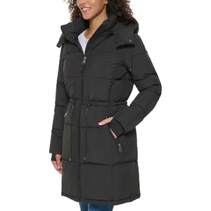 DKNY Women's Long Puffer Parka Jacket (Black, Large) - Picture 1 of 9
