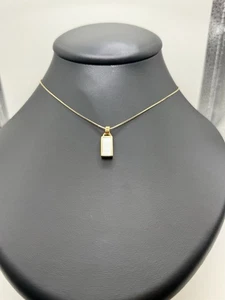 Vergoldete Sterlingsilber Halskette mit Anhänger 18 Zoll 3,12 g rechteckig Jade Stil - Bild 1 von 2