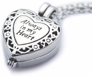 Lasting Memorial Urn Necklace For Ashes Personalized Heart Locket Necklace - Picture 1 of 11