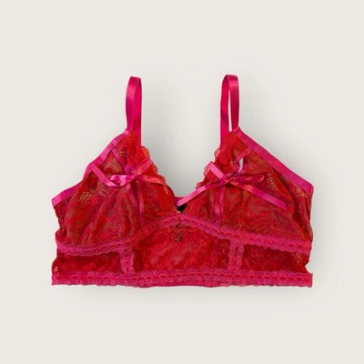 Torrid Split Open Cup Wire-free Ribbon Slot Bralette Bra size 2 Red Pink - Image 1 of 4