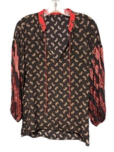 Alice and Olivia Asha Chevron & Paisley Seidenbluse $ 350, Gr. S romantisch launisch - Bild 1 von 15
