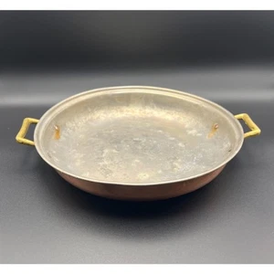 VINTAGE Copper Gratin Pan with Brass Handles 8” Diameter - Picture 1 of 10