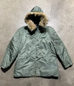 Vintage Flieger Herren USAF 1511 Typ N-3B Jacke Mantel Parka Fell Kapuze Gr. LARGE - Bild 1 von 16