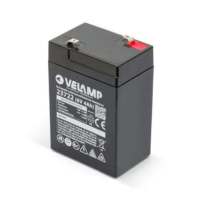 VELAMP 23722 Batteria al Piombo Ermetica Ricaricabile 6V 4Ah Attacchi Faston T1 - Immagine 1 di 4