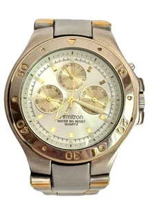 Armitron Mens Watch 165ft WR Stainless Rotating Bezel Day/Date/Month New Battery - Picture 1 of 22