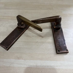 ONE PAIR OF ART DECO BRONZE DOOR HANDLES 1930s VGC - Picture 1 of 13