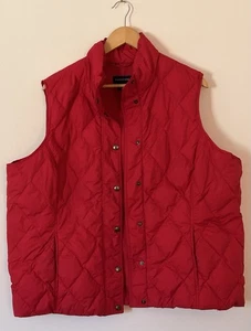 Lands' End Women's Red Quilted Puffer Jacket Vest Size 2X - Picture 1 of 5
