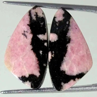 24.40Cts Natural Rhodonite Cushion Pair Loose Gemstone Earring Making 11x22x4mm - Image 1 of 4