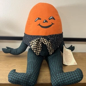 SELTEN VINTAGE Halloween orange Kürbis Puppe 16" OVERLY RAKER INKL. SPIELZEUG, sitzend - Bild 1 von 6