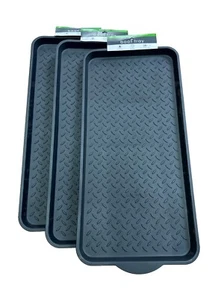 3 Pack - Mohawk Home Diamond Boot Tray Utility Solid Black 13.9 in x 30.4 in - Picture 1 of 14