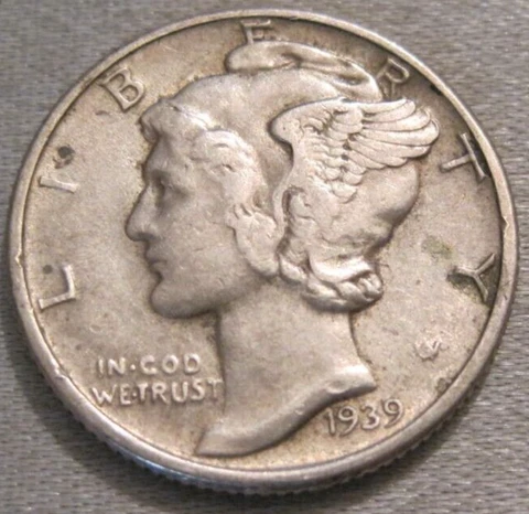 BETTER AS SHOWN - 1939 P MERCURY DIME *** 90% SILVER *** 818 Cover