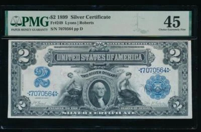 AC Fr 249 1899 $2 Silver Certificate PMG 45 - Image 1 of 2