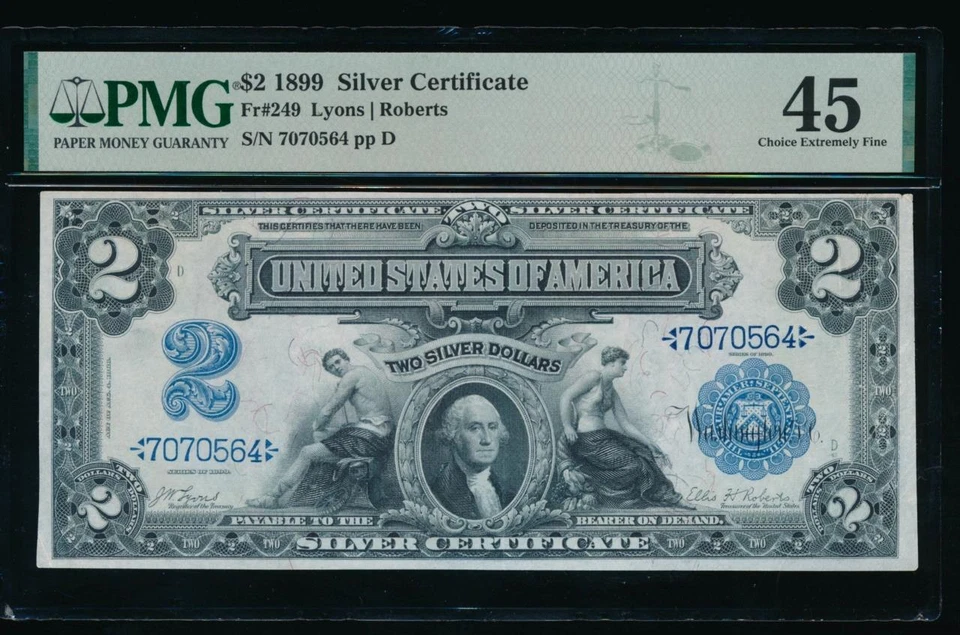 AC Fr 249 1899 $2 Silver Certificate PMG 45 - Image 1 of 2
