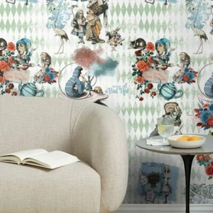 Eco-Friendly Wallpaper Alice Wonderland on Paper Sheets Made in Italy - Picture 1 of 10