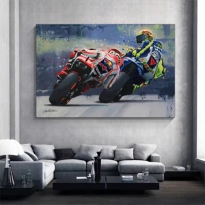 Valentino Rossi Motorbike Abstract Canvas Print Art Picture Unframed P3 - Picture 1 of 6