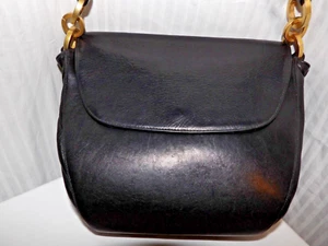PERLINA Women's Black Leather Medium Size Purse 9 x 9 x 4 inches - Picture 1 of 4