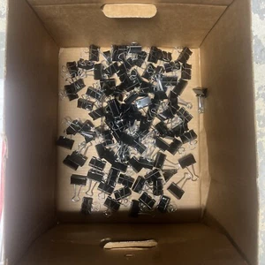 Lot Of Approx. 100 Medium Binder Clips 1 inch, Office Supplies - Picture 1 of 3