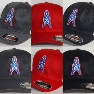 Houston Oilers "Flex Fit" Cap🏈Hat🏈VINTAGE NFL PATCH/LOGO 🏈2 Sizes🏈3 Col🏈New - Picture 1 of 11