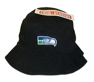 Seattle Seahawks Vintage 90s Mens Sz. Large/XL Black Color Bucket hat cap New - Picture 1 of 3