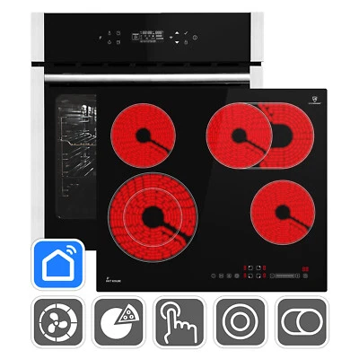 Autarkes Herdset: 60cm Einbaubackofen  + 59cm Kochfeld  Pizzafunktion Grill - Bild 1 von 4