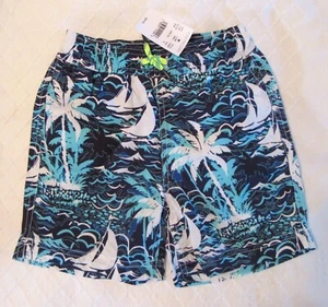 J. Crew Crewcuts blau Multi Segelboote Palmen Kleinkind Jungen Badehose 3 neu mit Etikett - Bild 1 von 8