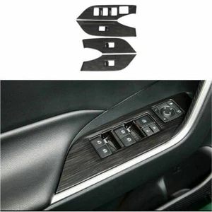 Cubierta de panel de interruptor de elevación de ventana de puerta cepillada negra para Toyota RAV4 2019-2024 - Imagen 1 de 6