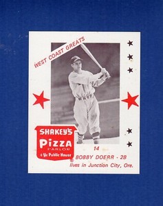 #14 BOBBY DOERR, Boston Red Sox HOF | 1975 Shakeys Pizza WEST COAST GREATS C