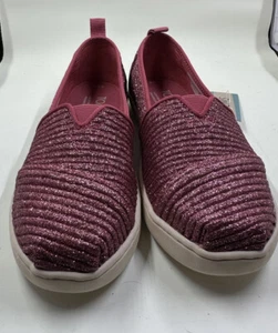 Toms Youth Alpargata Dark Rose Glimmer Cord 8 Christmas Toms W/Color And Sparkle - Picture 1 of 8