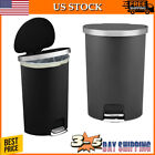 14.5Gal Plastic Semi Round Kitchen Garbage Can Step-On Stainless Steel Trash Can