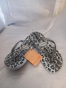 Havaianas Grey Animal Print Flip Flops - Size 37/38 (3/4UK) - Brand NEW - Picture 1 of 7