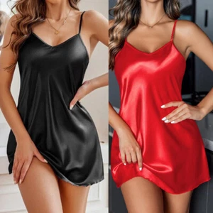 Sexy Women's Lingerie Silk Nightwear Sleepwear Dress Teddy Babydoll Pajamas Set - Picture 1 of 36