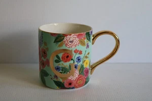 Anthropologie Rifle Paper Co Letter G Tea / Coffee Mug Floral & a Gold Trim - Picture 1 of 5